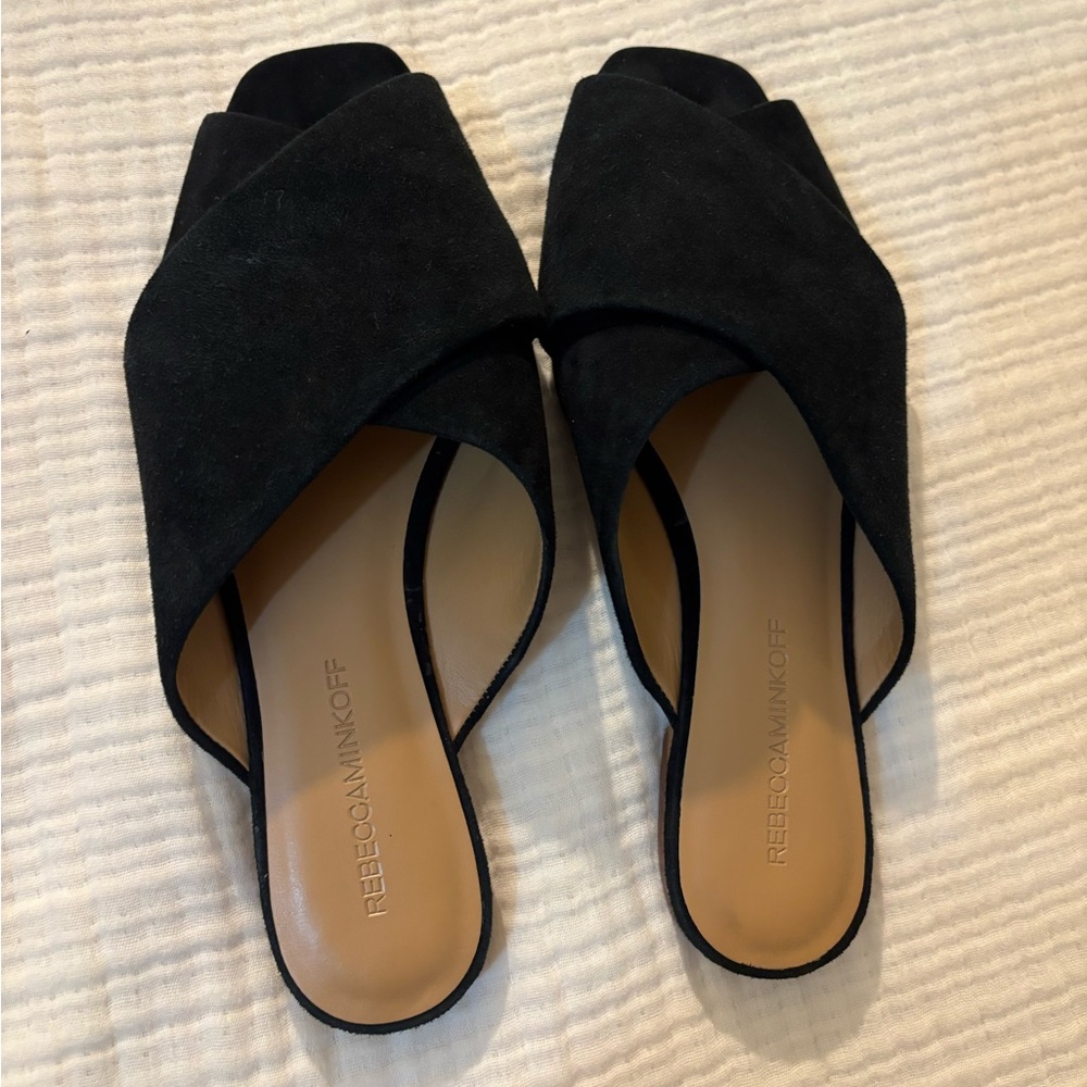 Rebecca Minkoff Black Crisscross Slides